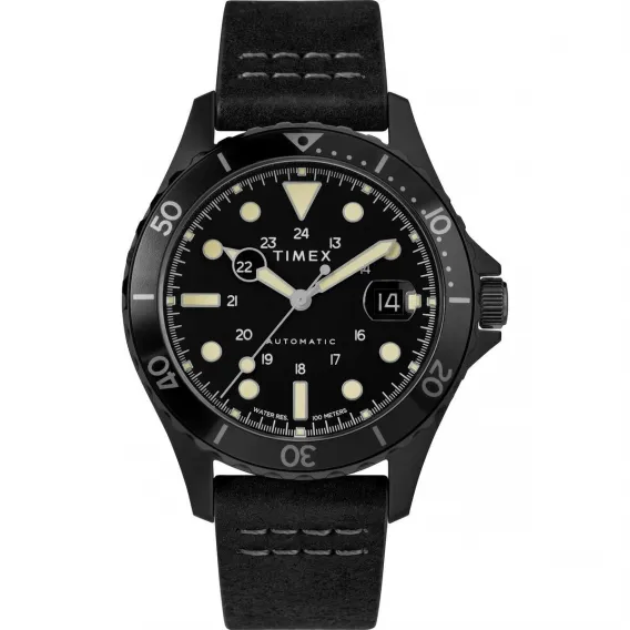 Timex Herrenuhr TW2U10000 Schwarz  41 mm Leder Armbanduhr