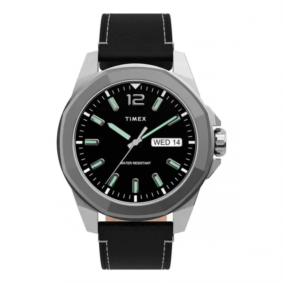 Timex Herrenuhr TW2U14900 Schwarz  44 mm Leder Armbanduhr
