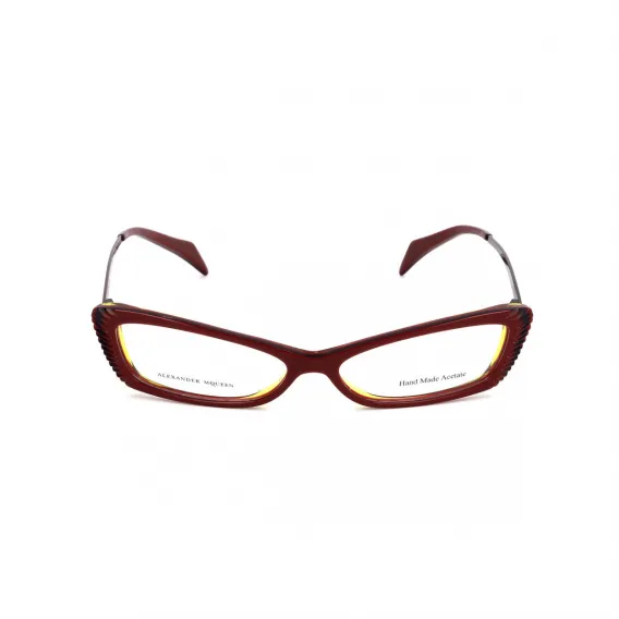 Alexander mcqueen Brillenfassung Alexander McQueen AMQ-4163-W0B Gelb Burgunderrot Brille ohne Sehs Brillengestell