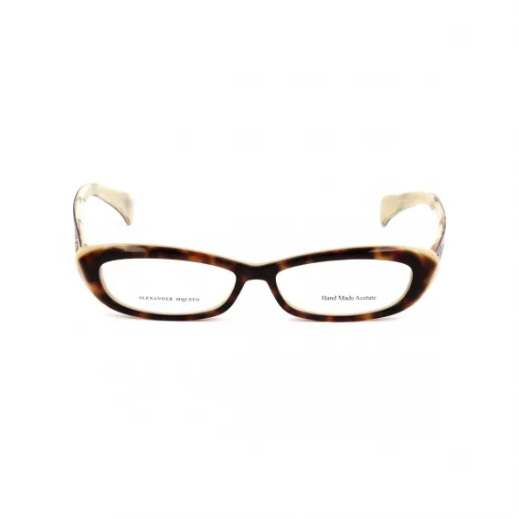 Alexander mcqueen Brillenfassung Alexander McQueen AMQ-4181-TWX Beige Havana Brille ohne Sehstrke Brillengestell