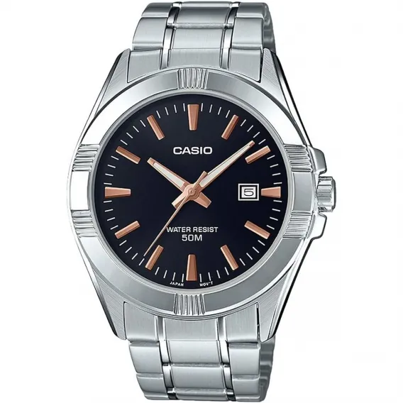 Casio Herrenuhr COLLECTION Schwarz Silberfarben  43,5 mm Edelstahl Armbanduhr