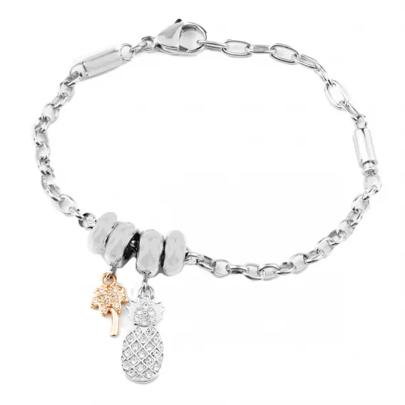 Amen Morellato Damenarmreif SCZ1101 Grau Edelstahl 19 cm  Damen Armband mit Beads Set