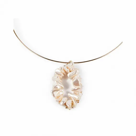 Amen Damenhalskette Shabama Mississippi Luxe Messing In goldenes Licht getaucht Perlen 13 cm